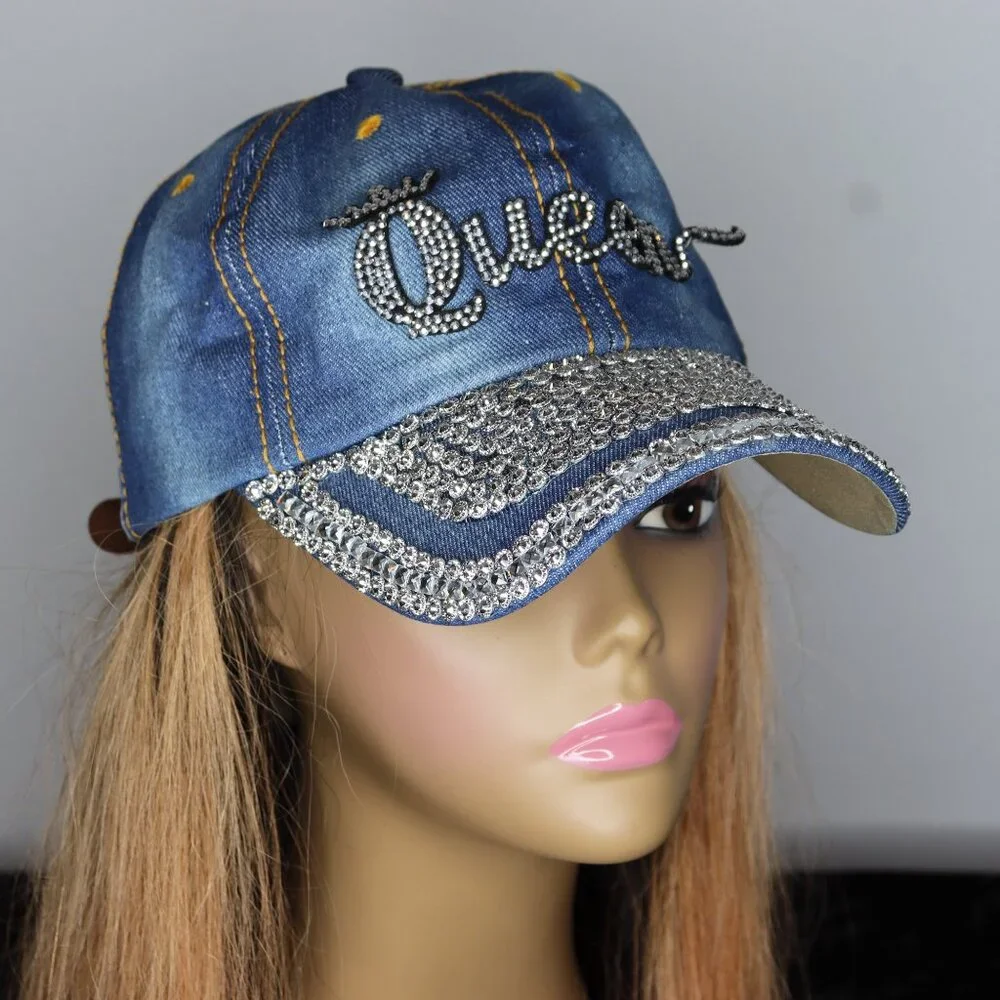 Denim “Queen” Rhinestone Hat – Rule in Rhinestones 👑 - Picture 3 of 3